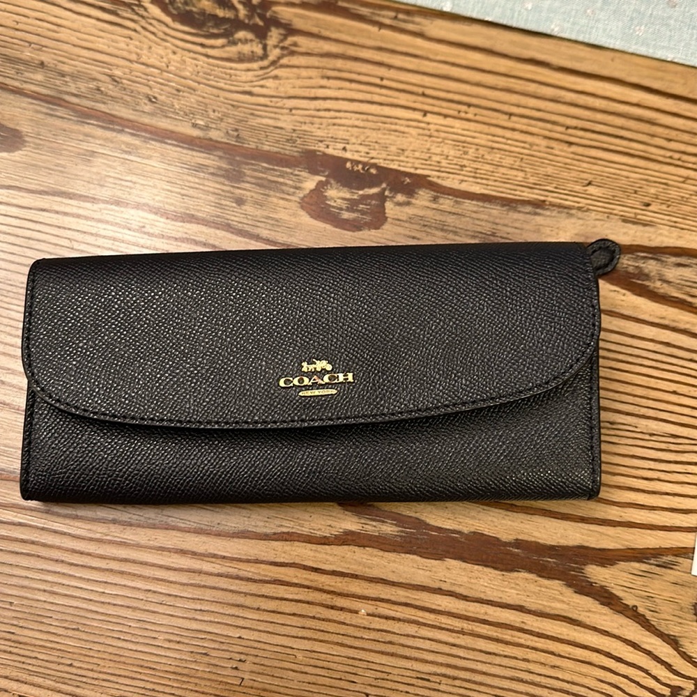 Navy Coach Wallet with Gold Accents